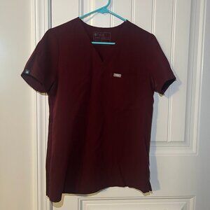 Figs Burgundy Scrub Top - S
